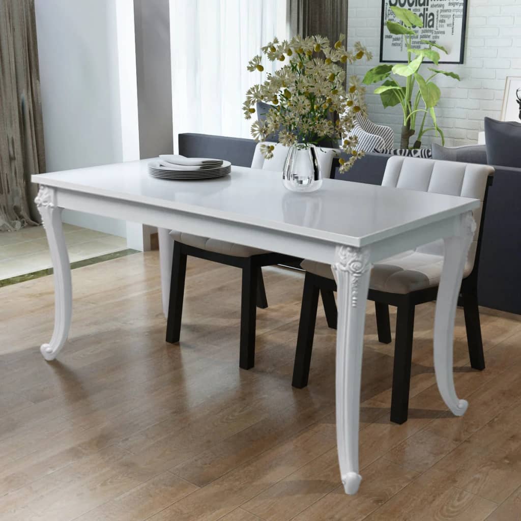 Vetonek Mesa de comedor blanco brillante 116x66x76 cm