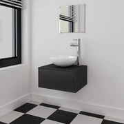 Conjunto de muebles de baño con lavabo y grifo 4 piezas negro v2707 Vetonek