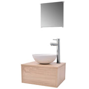 Vetonek Conjunto de muebles de baño con lavabo y grifo 4 piezas beige
