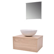 Conjunto de muebles de baño con lavabo y grifo 4 piezas beige - Vetonek
