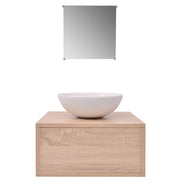 Conjunto de muebles de baño con lavabo y grifo 4 piezas beige - Vetonek