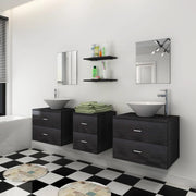 Conjunto de muebles de baño con lavabo y grifo 9 piezas negro v2745 - Vetonek