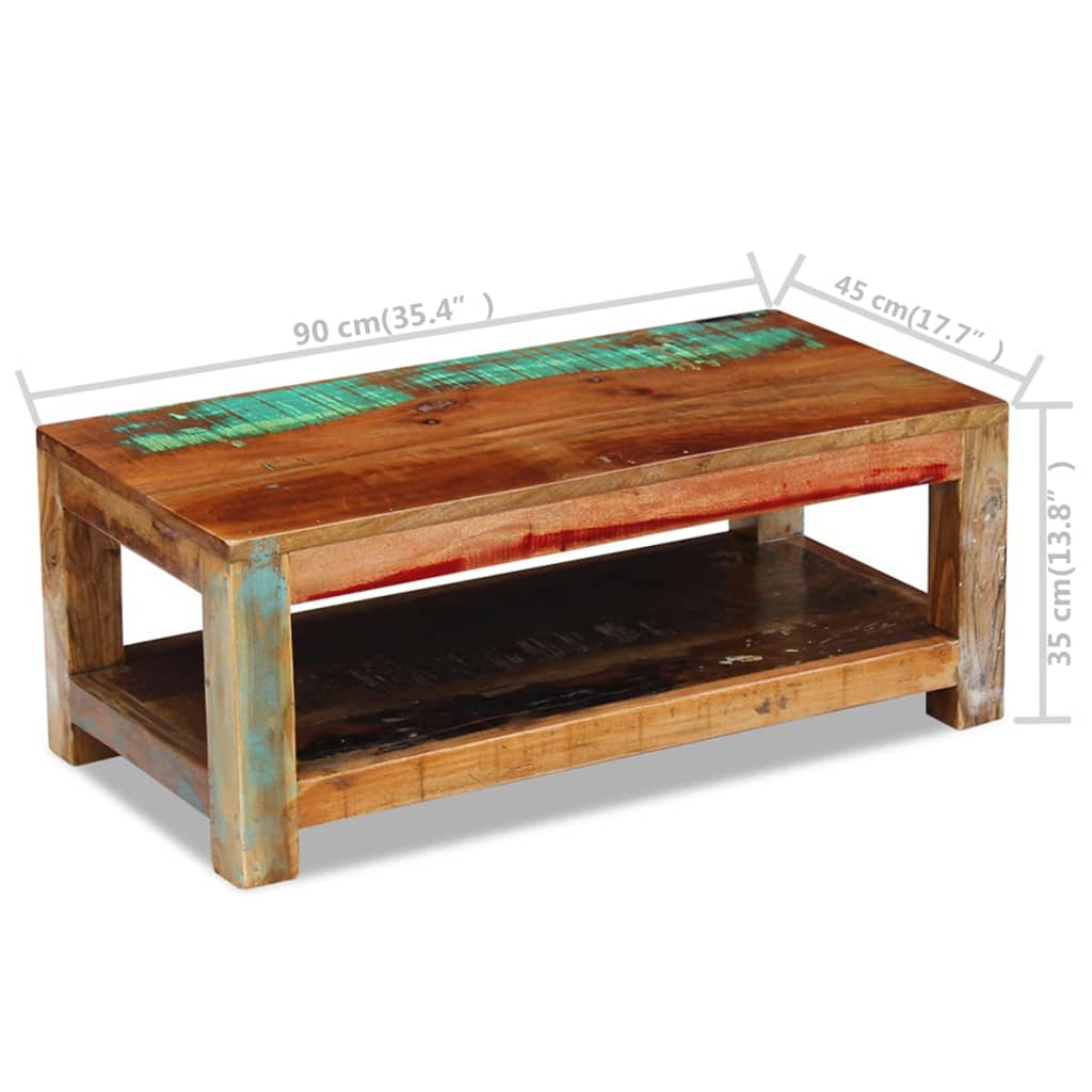 RECYCLED WOOD CENTER TABLE 90x45x35 cm