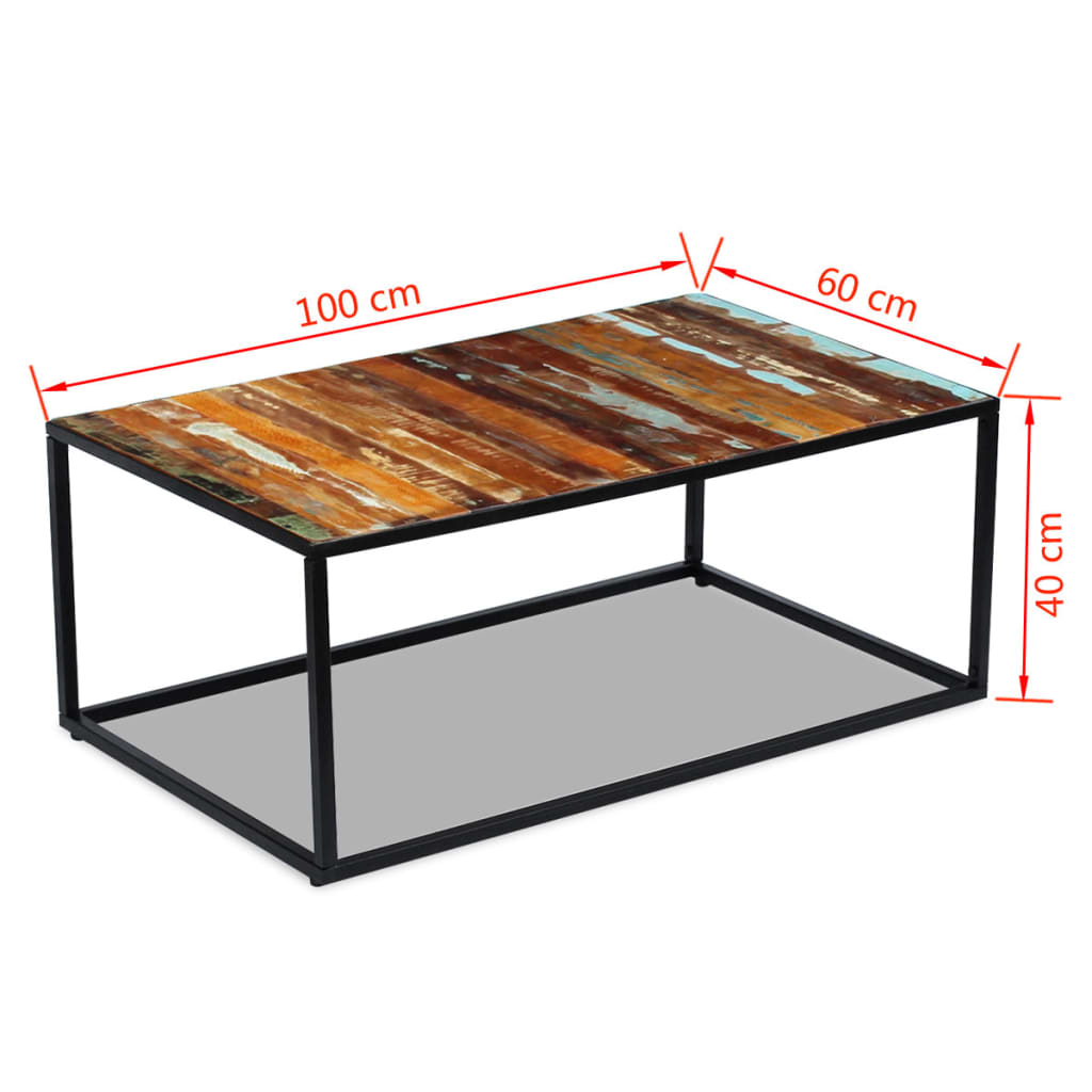 Recycled solid wooden table 100x60x40 cm