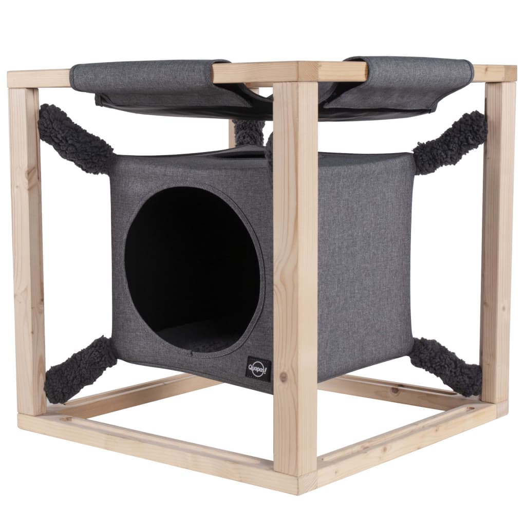 Quapas! Cama para gatos con hamaca Catcube gris M 54x54x54 cm