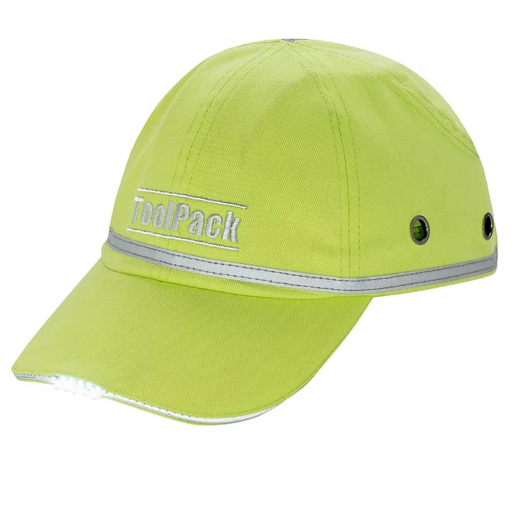 Toolpack Gorra protectora de trabajo con LED verde lima