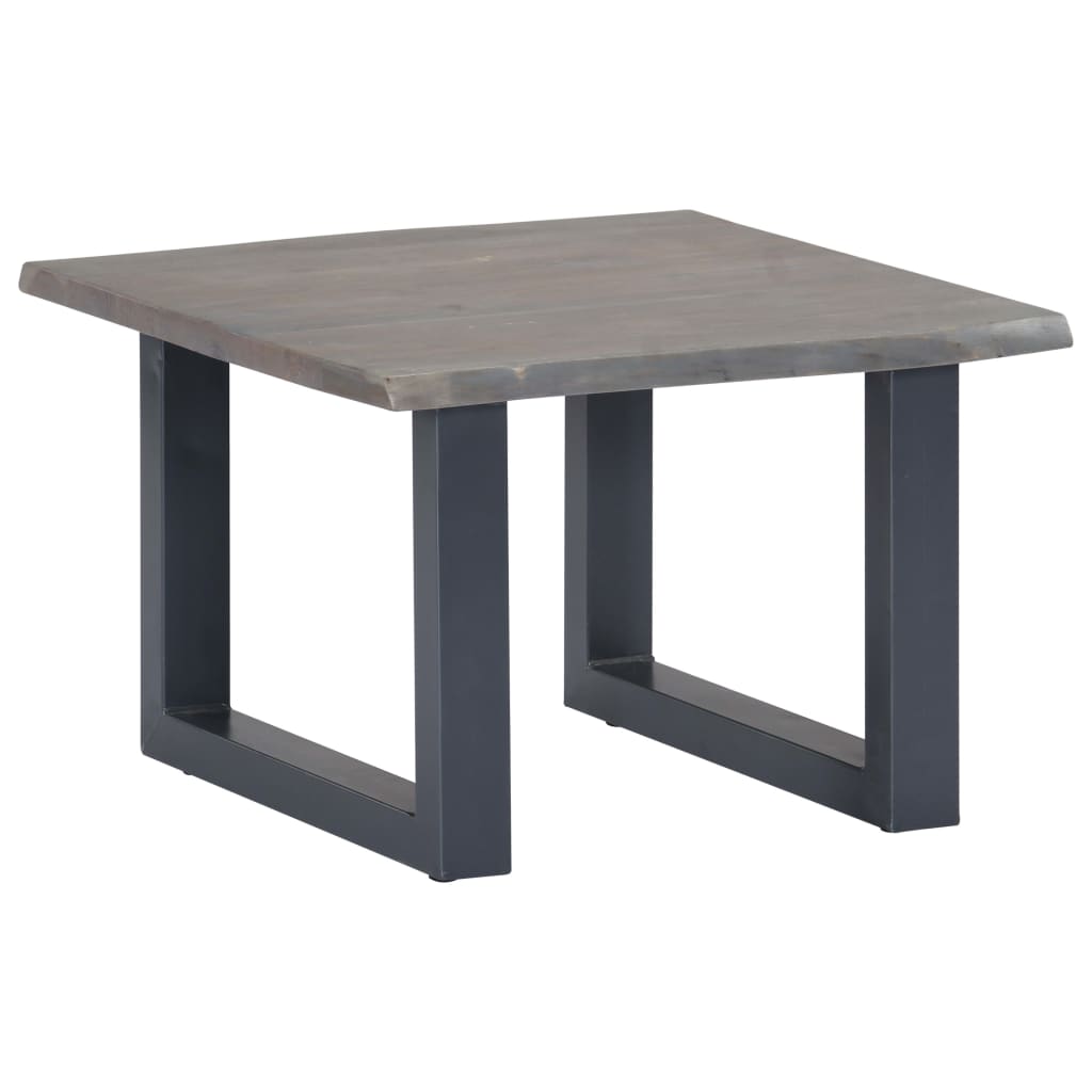 Vetonek Mesa de centro con borde natural acacia maciza gris 60x60x40 cm