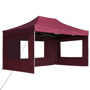 Vetonek Carpa plegable profesional y paredes aluminio rojo tinto 4,5x3m