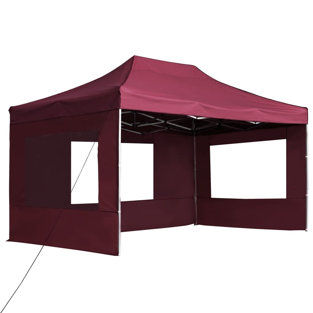 Vetonek Carpa plegable profesional y paredes aluminio rojo tinto 4,5x3m