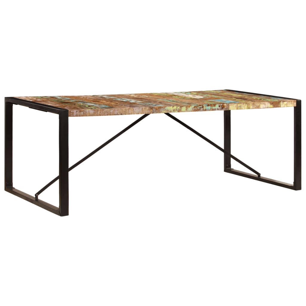 Mesa de jantar de madeira sólida reciclada 220x100x75 cm