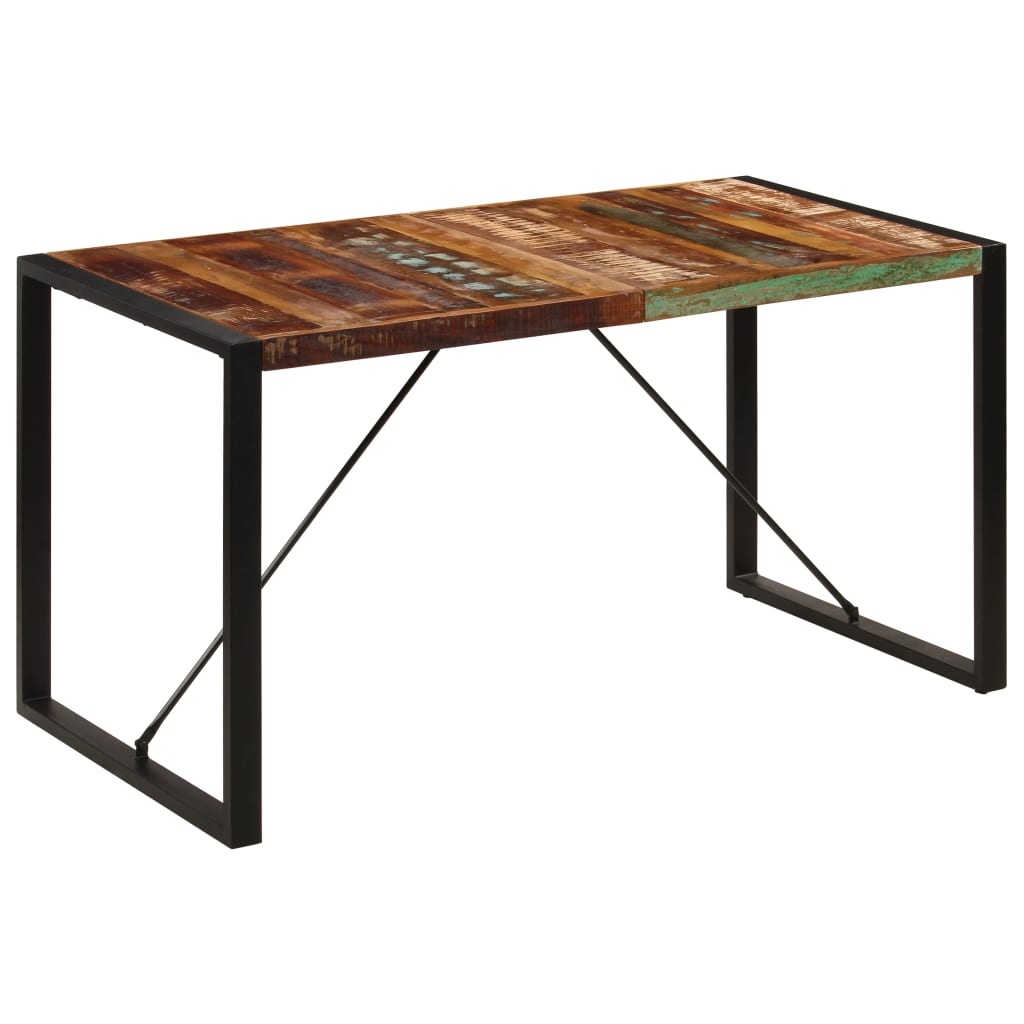 Vetonek Mesa de comedor de madera maciza reciclada 140x70x75 cm