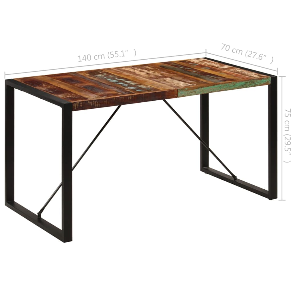 Mesa de comedor de madera maciza reciclada 140x70x75 cm vidaXL