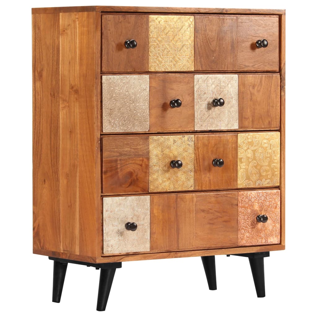 Cómoda de cajones madera maciza de acacia 60x30x75 cm v1562 Vetonek