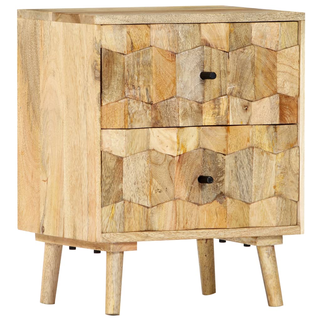 Vetonek Mesita de noche de madera maciza de mango 40x30x50 cm