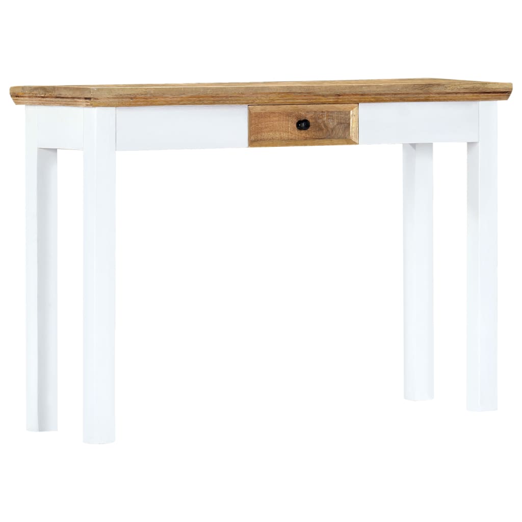 Vetonek Mesa consola de madera maciza mango blanca marrón 110x35x75 cm