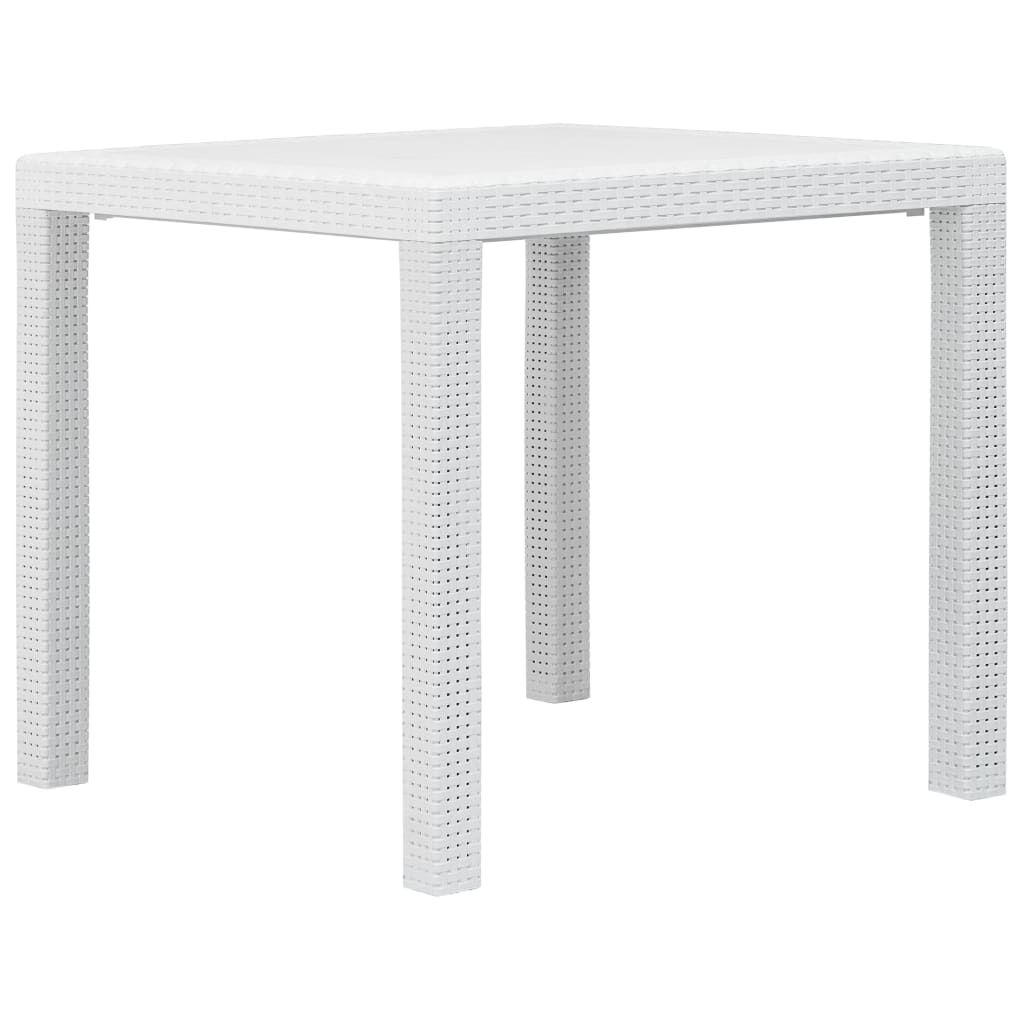 Vetonek Mesa de jardín de plástico aspecto ratán blanco 79x79x72 cm