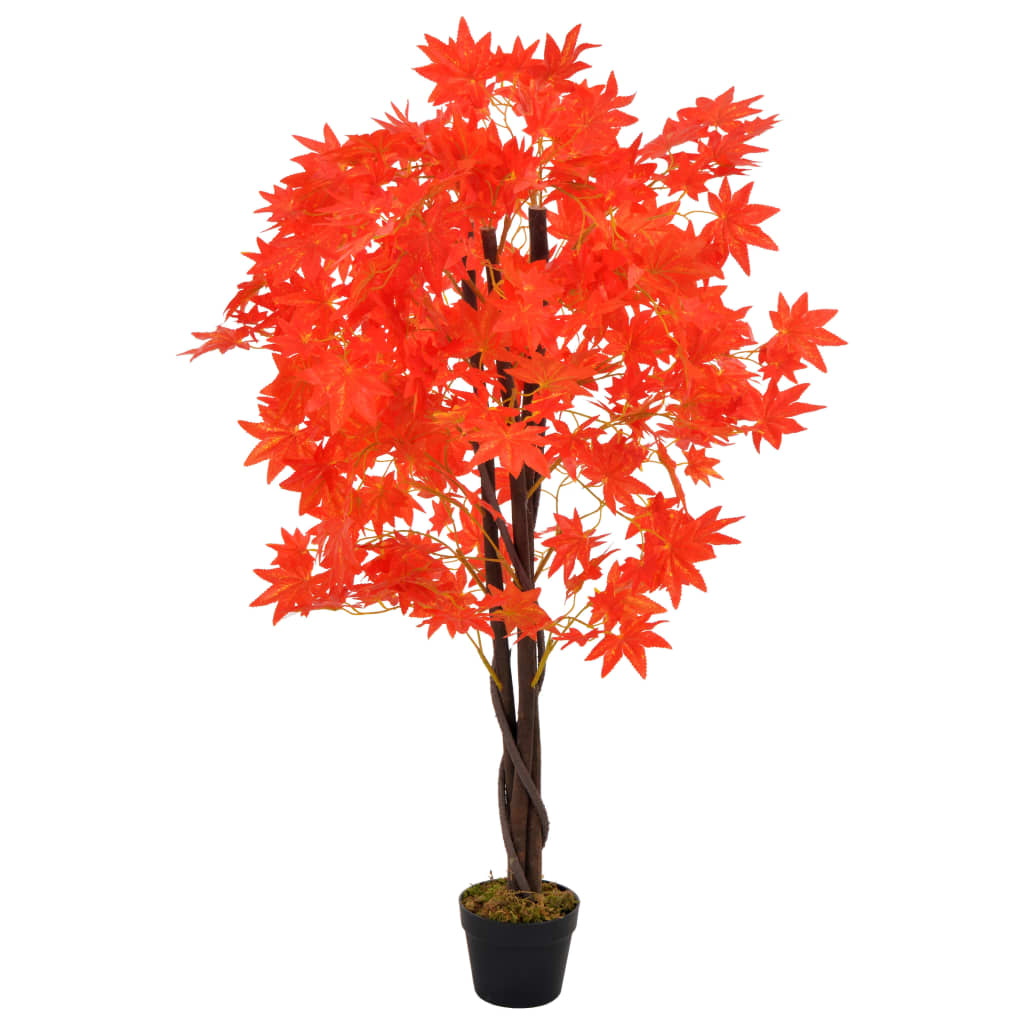 Vetonek Planta artificial árbol de arce con macetero rojo 120 cm 