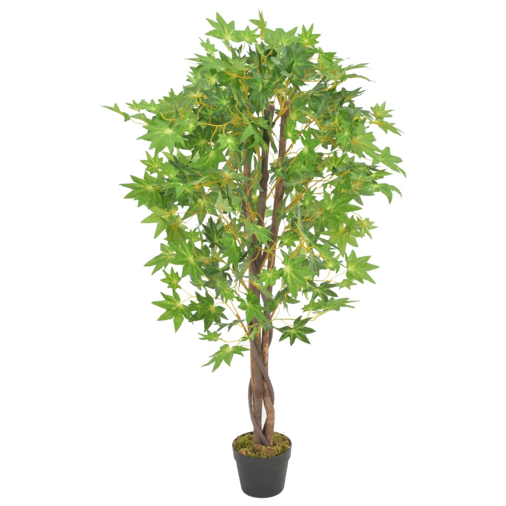 Vetonek Planta artificial árbol de arce con macetero verde 120 cm 