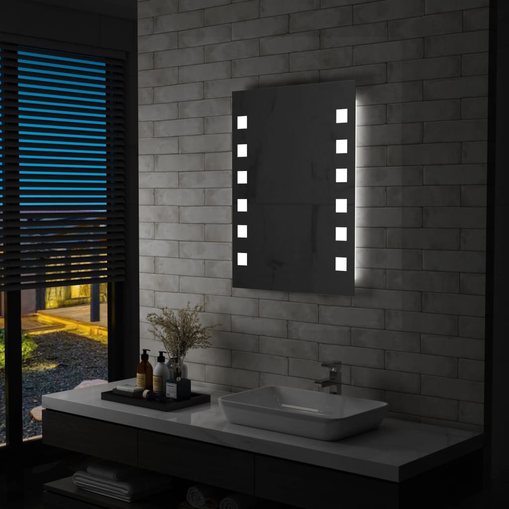 Vetonek Espejo de pared de baño con LED 60x80 cm