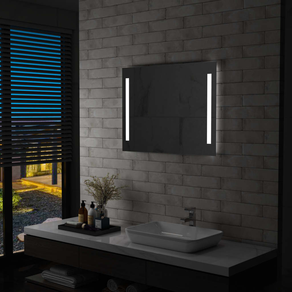 Vetonek Espejo de pared de baño con LED 80x60 cm