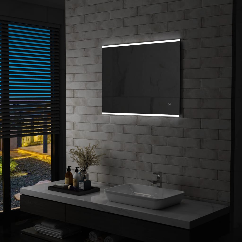 Vetonek Espejo de pared de baño con LED y sensor táctil 80x60 cm