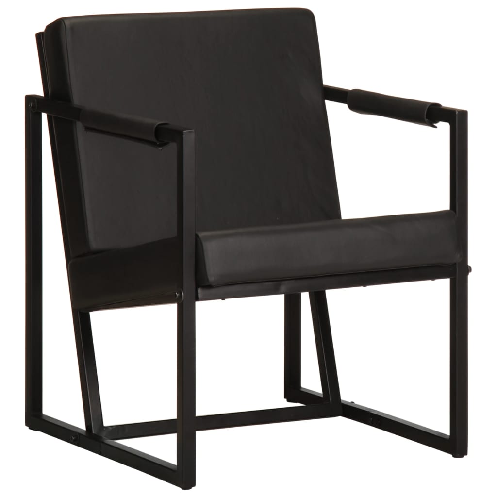 Vetonek Sillón de cuero auténtico negro