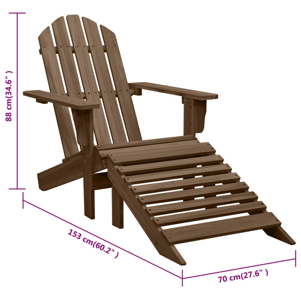 Silla de jardín con otomana de madera marrón vidaXL