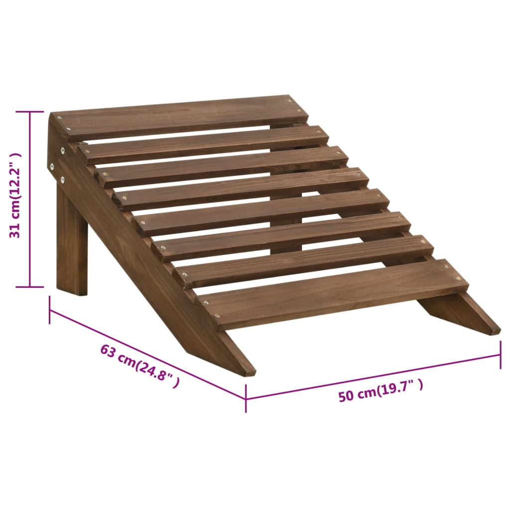 Silla de jardín con otomana de madera marrón vidaXL