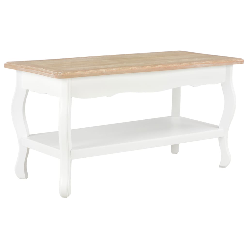 Mesa de centro madera maciza pino blanco marrón 87,5x42x44 cm V8714 Vetonek