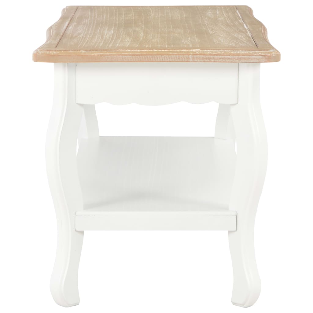 Mesa de centro madera maciza pino blanco marrón 87,5x42x44 cm V8714 Vetonek