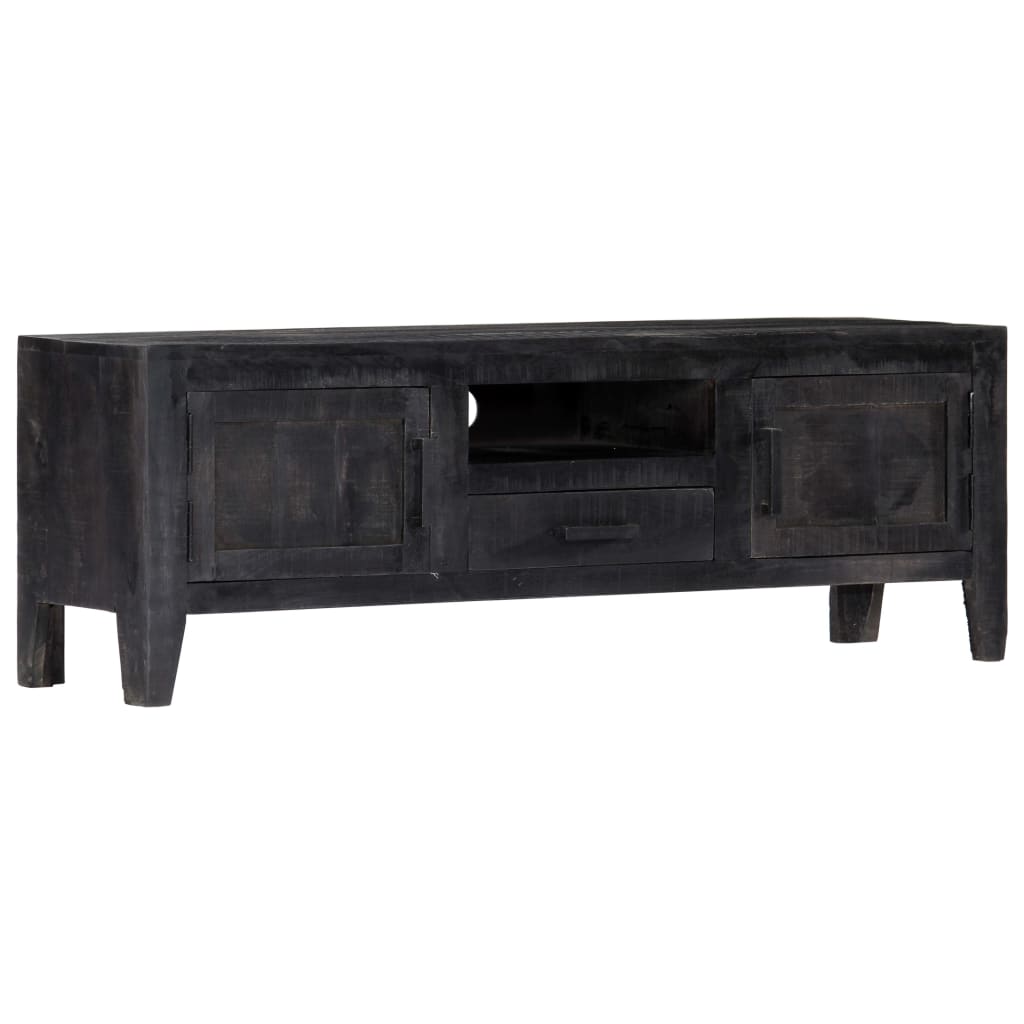 Vetonek Mueble para TV de madera maciza de mango negro 118x30x40 cm 