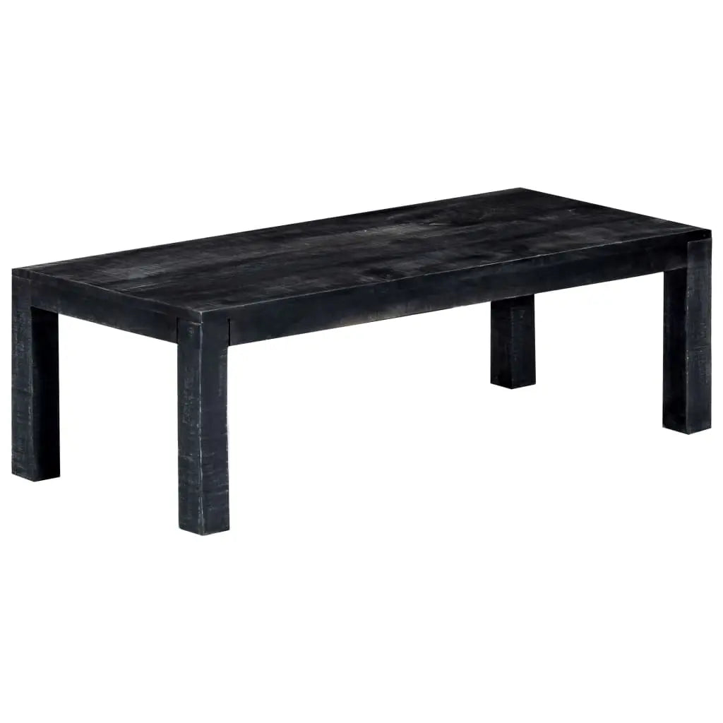 Vetonek Mesa de centro de madera maciza de mango negro 110x50x35 cm