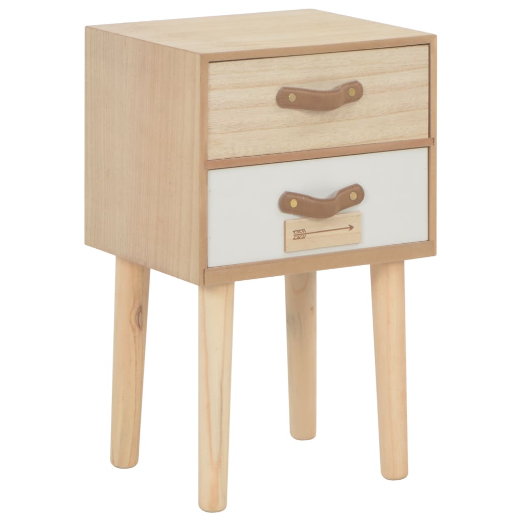 Vetonek Mesita de noche con 2 cajones madera maciza pino 30x25x49,5 cm