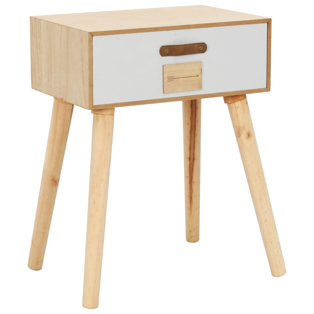 Vetonek Mesita de noche con cajón madera pino maciza 44x30x58,5 cm