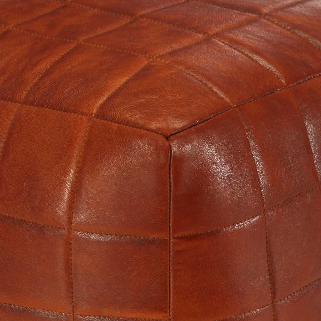 Brown PUF 40x40x40 cm Cuir de cabra autèntica