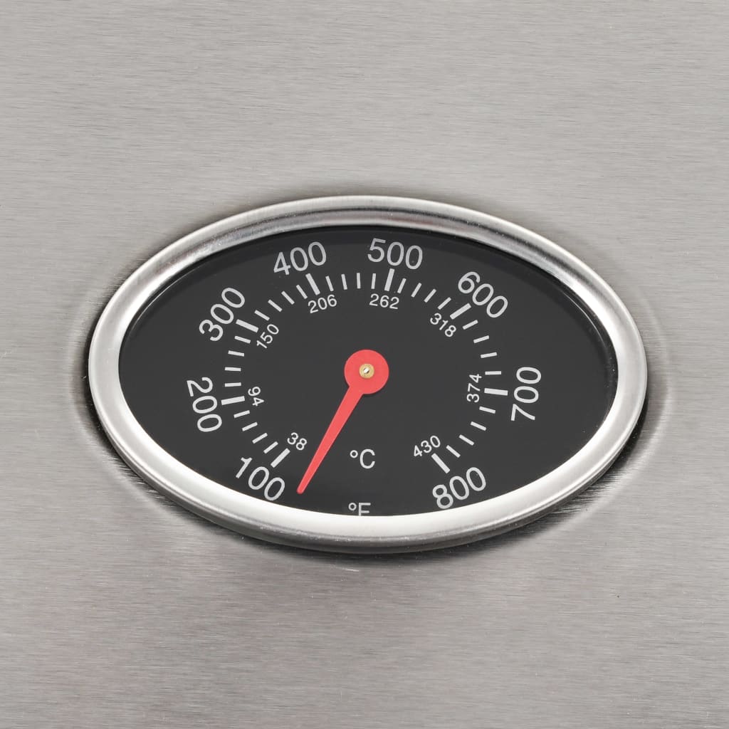 Barbacoa portátil de gas con 6 zonas plateada acero inoxidable V3817 Vetonek