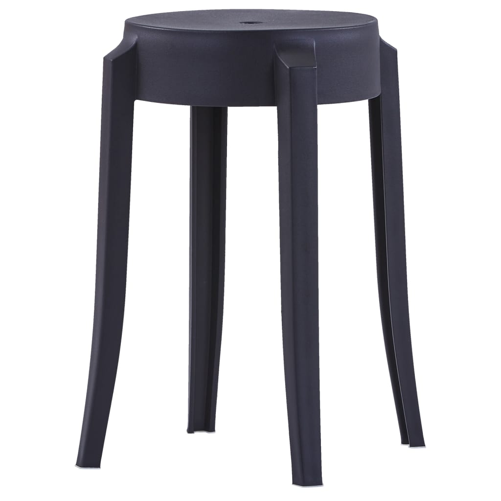 Stackable stools 4 black plastic units