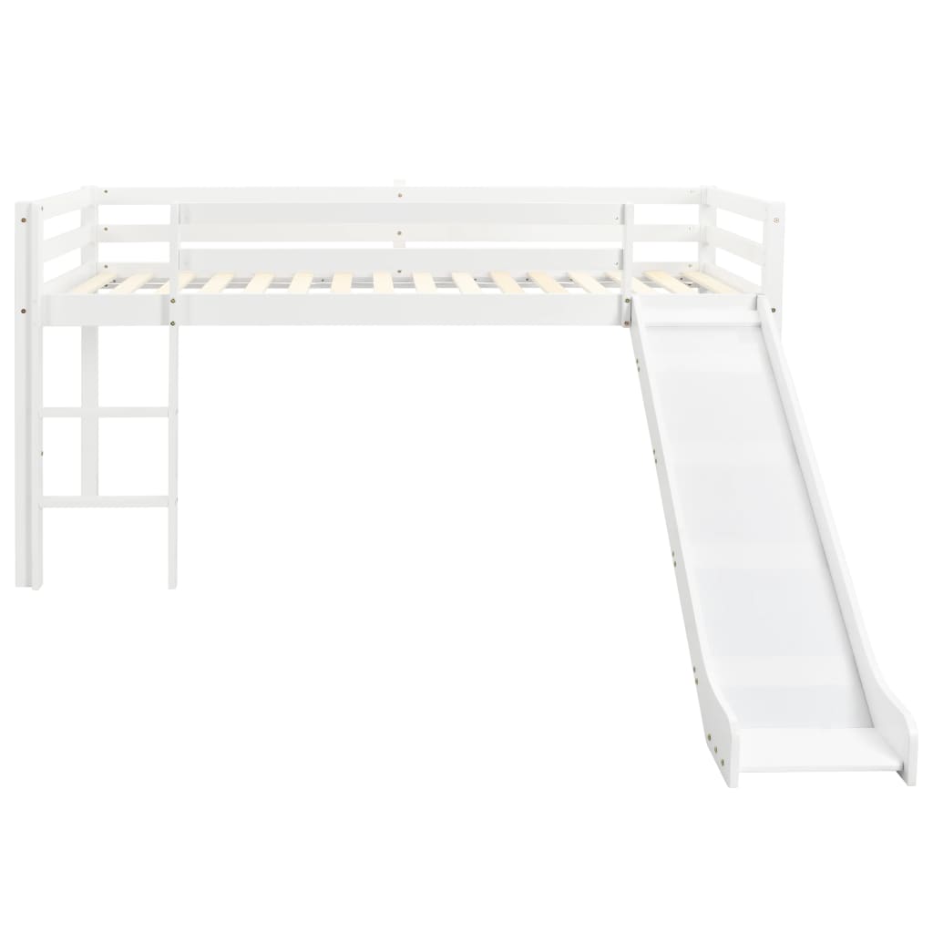 Cama alta para niños tobogán y escalera madera pino 97x208 cm