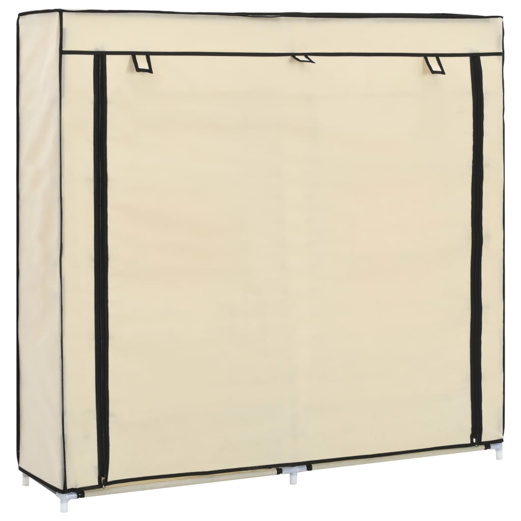 Vetonek Mueble zapatero con funda de tela color crema 115x28x110 cm