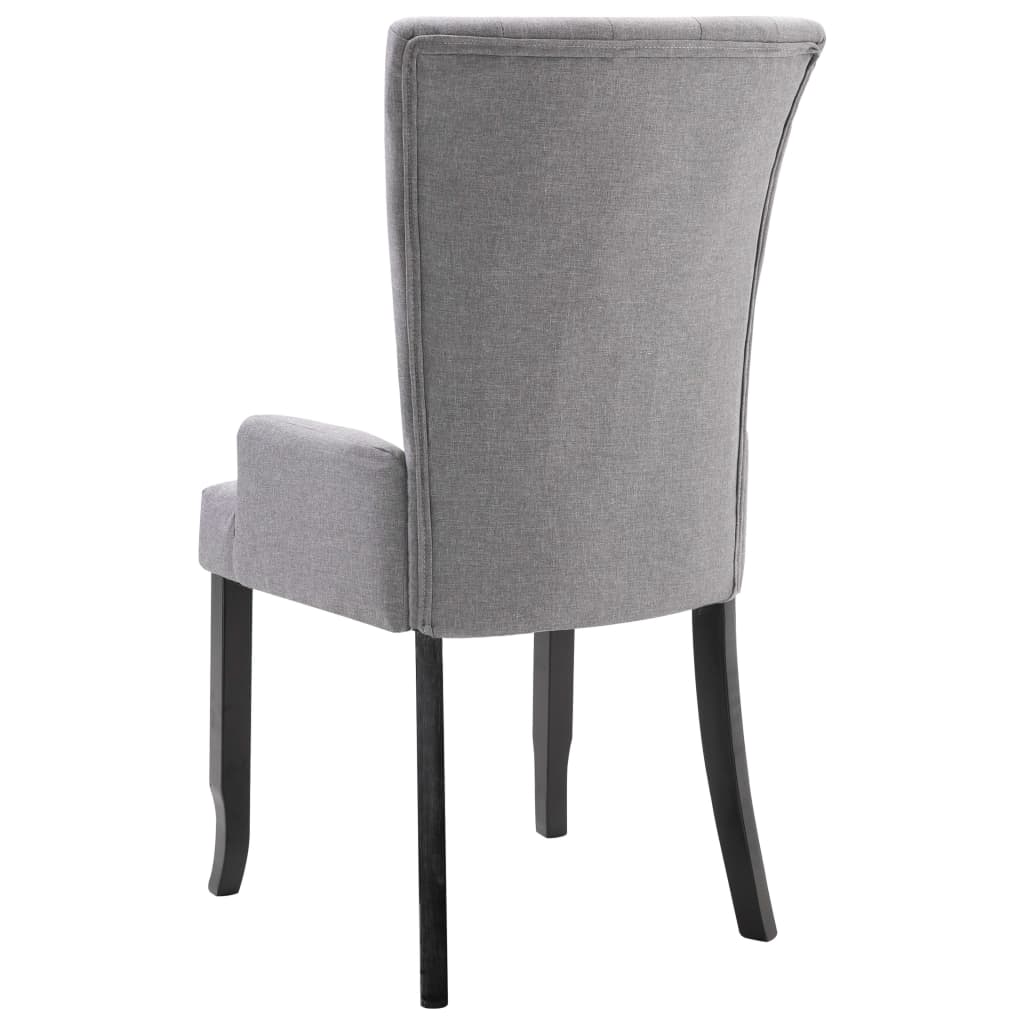 Silla de comedor con reposabrazos de tela gris claro - Vetonek