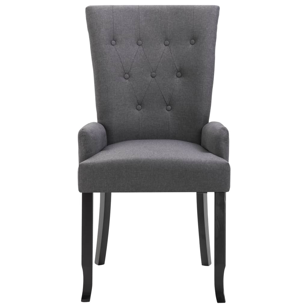 Dining chair with dark gray fabric plates