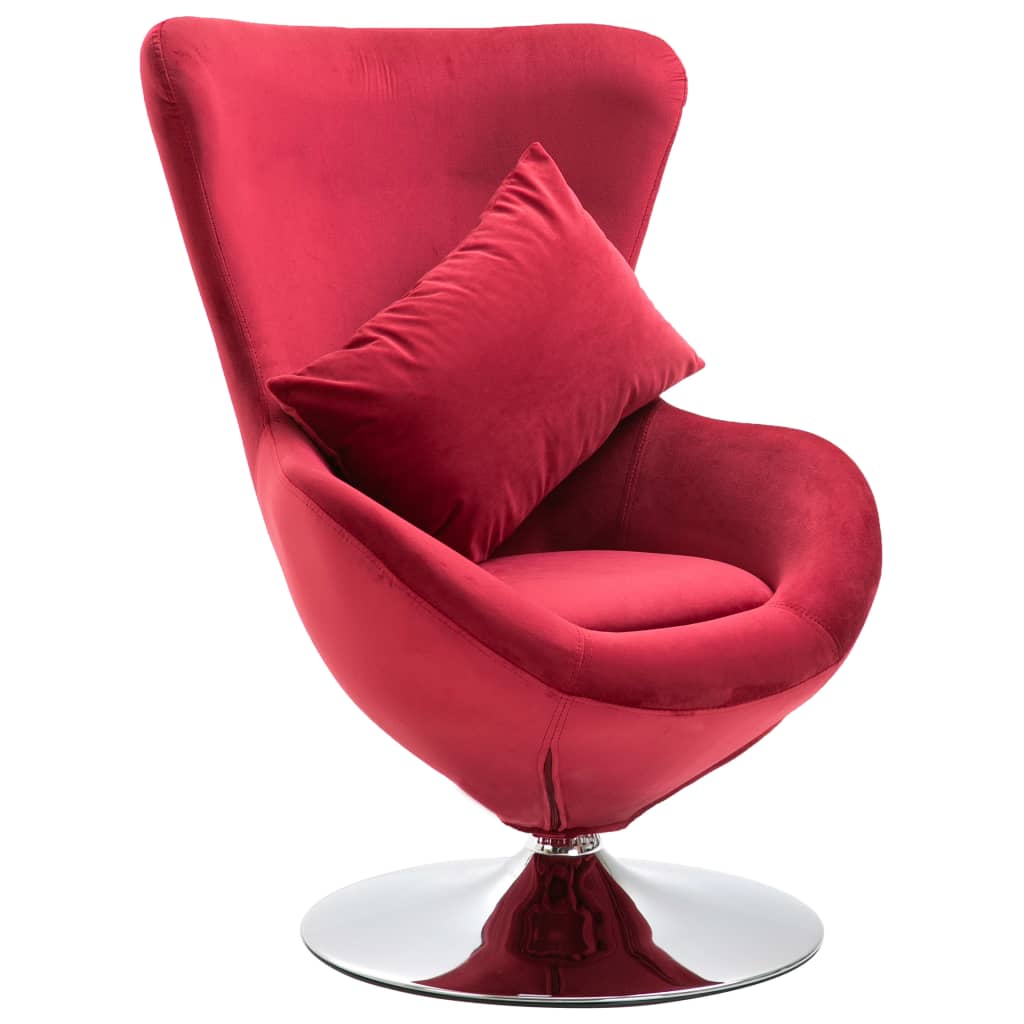 Vetonek Sillón egg giratorio con cojín terciopelo rojo