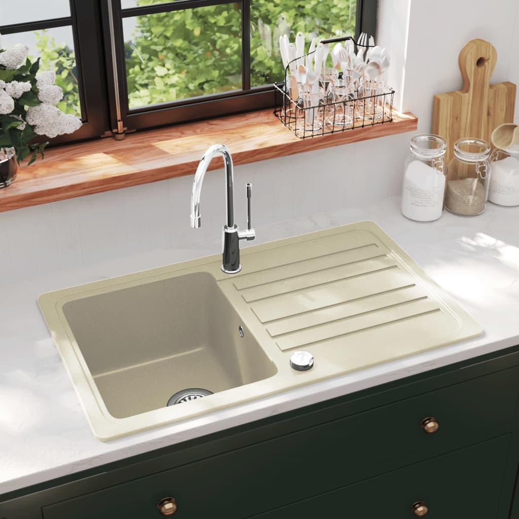 Vetonek Fregadero de cocina de granito con un seno beige