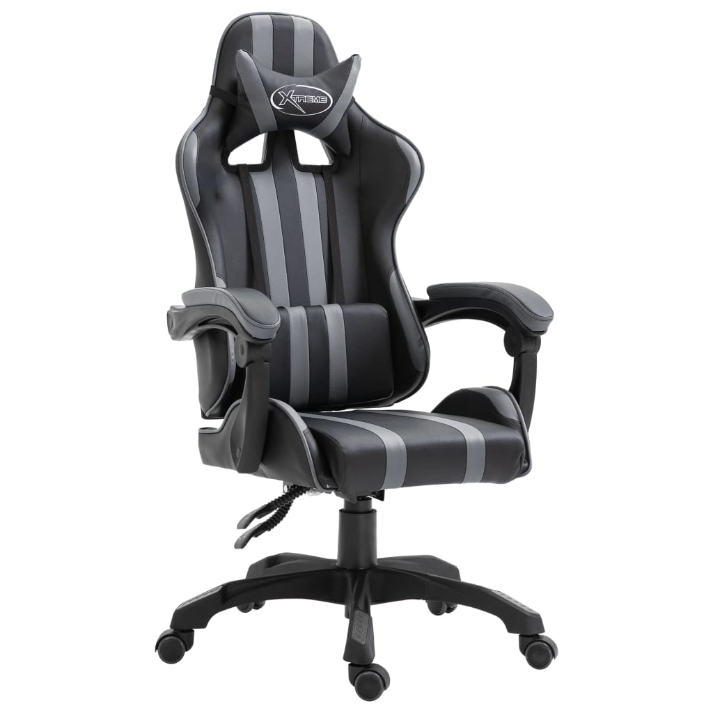 Vetonek Silla de gaming de cuero sintético gris