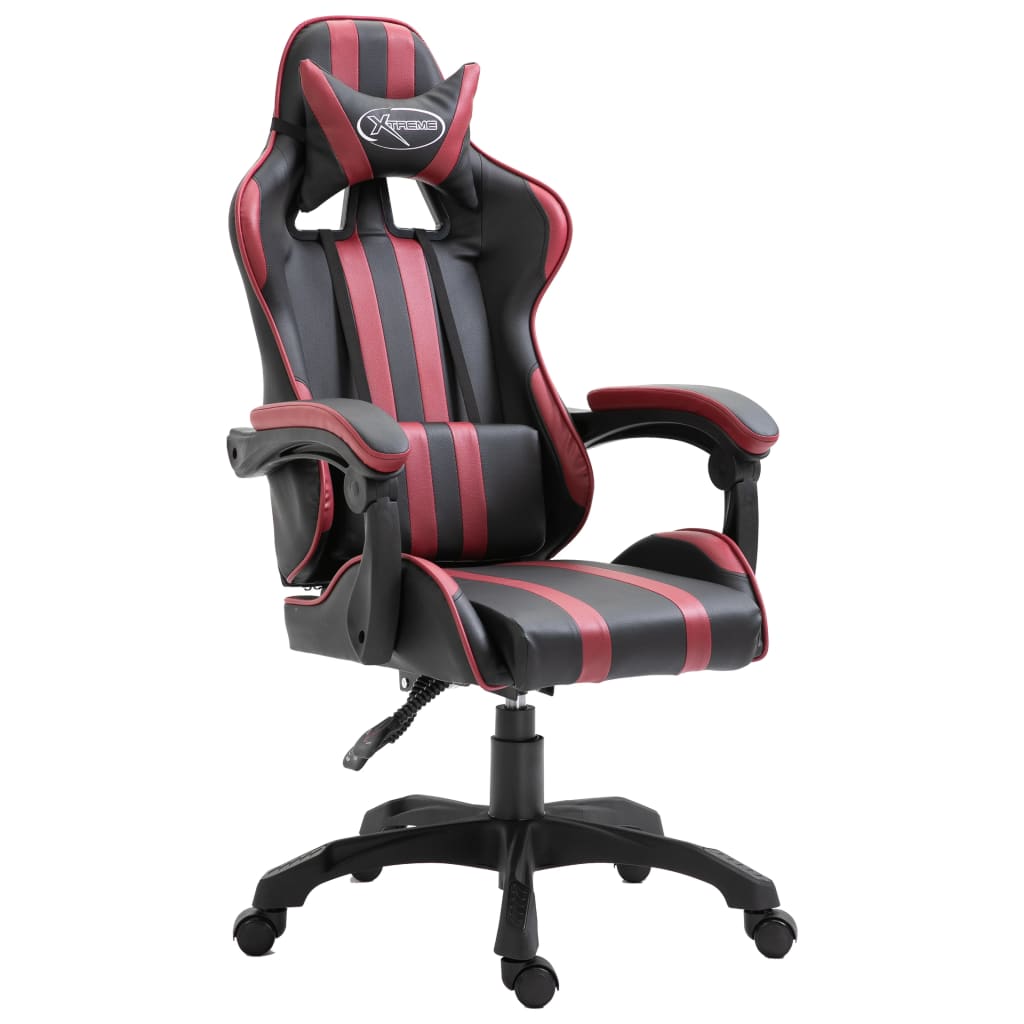 Vetonek Silla de gaming de cuero sintético color vino tinto