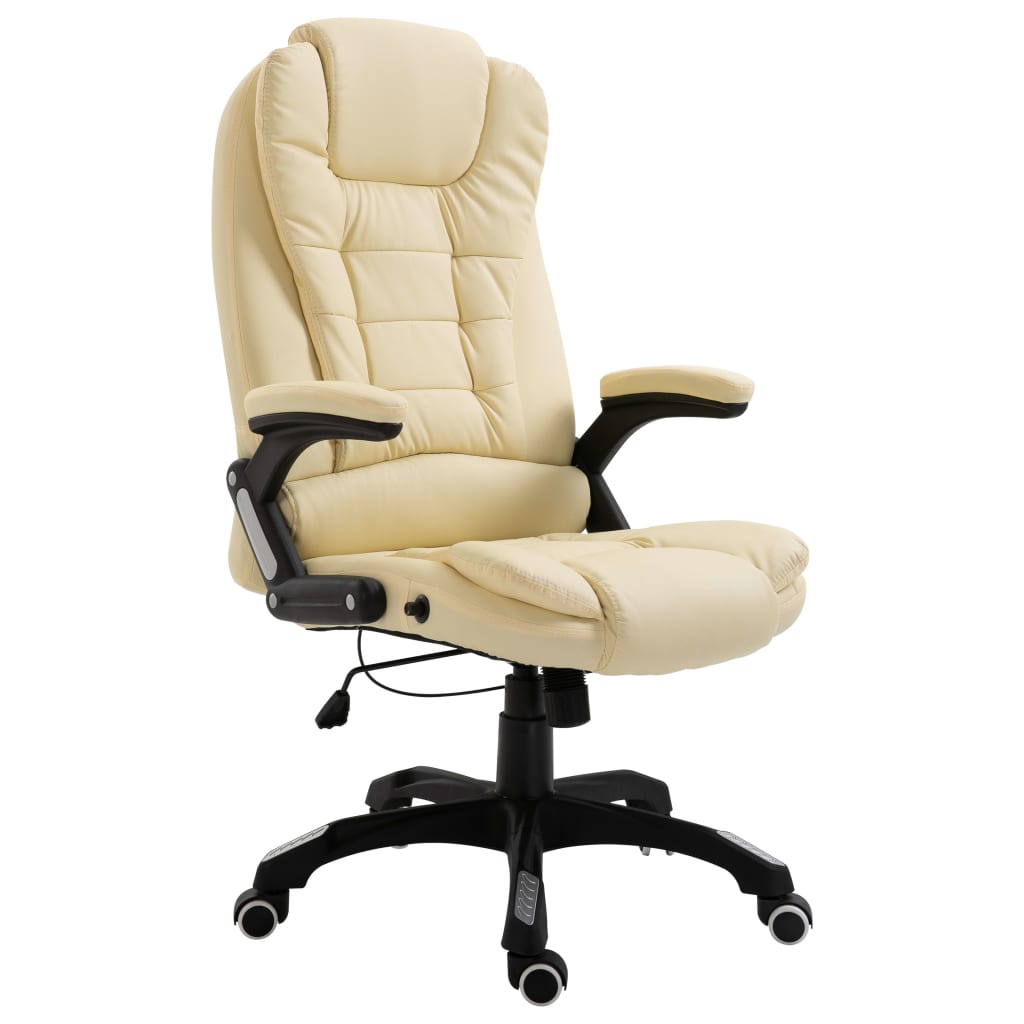 Vetonek Silla de oficina de cuero sintético color crema