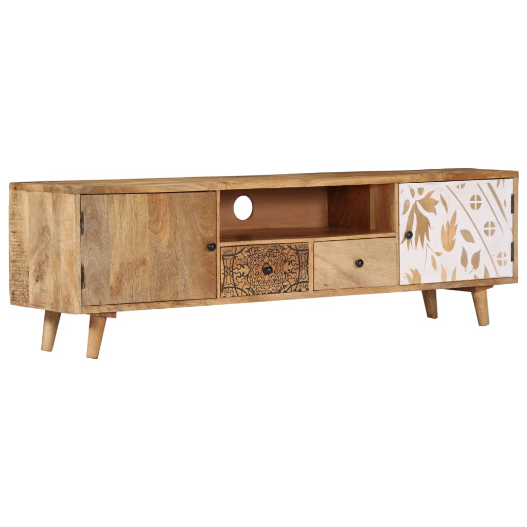 Vetonek Mueble de TV de madera maciza de mango 140x30x40 cm