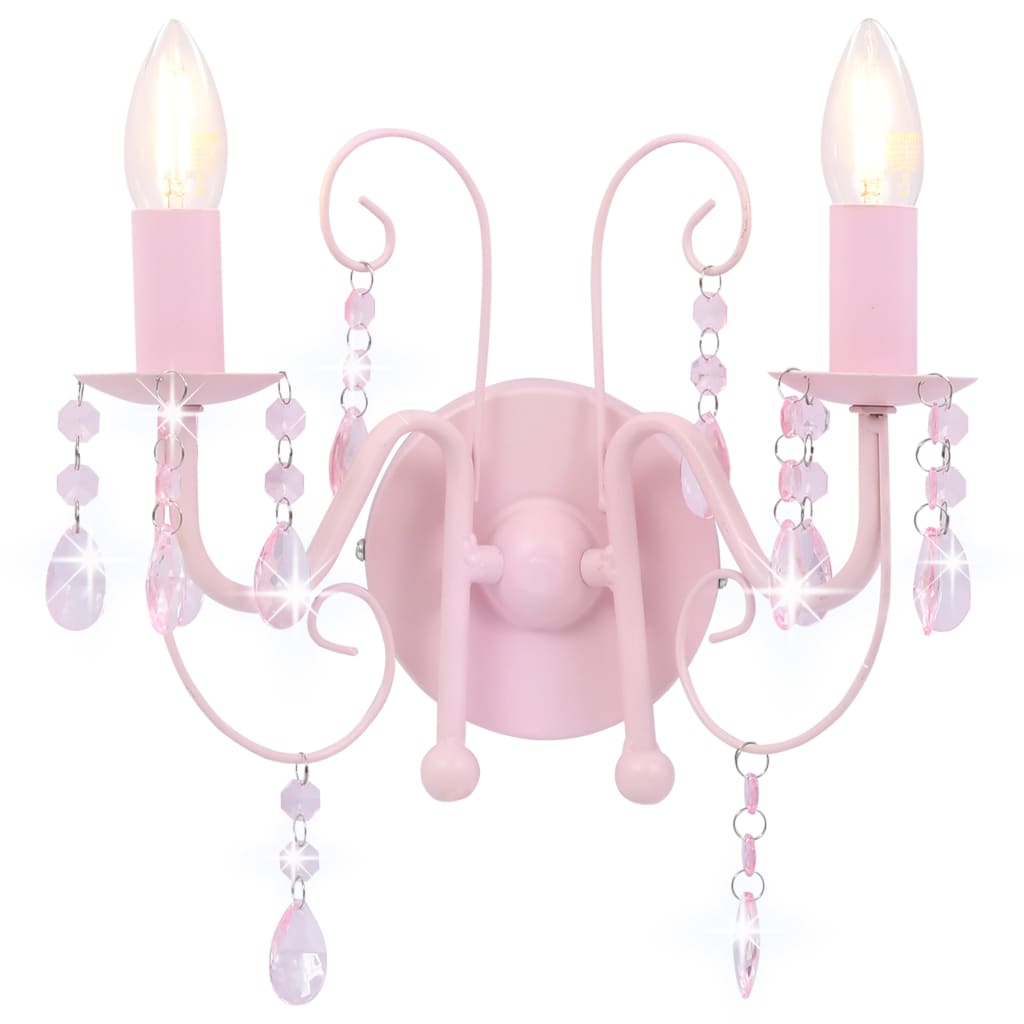 Wall lamp with pink accounts with 2 bulbs E14