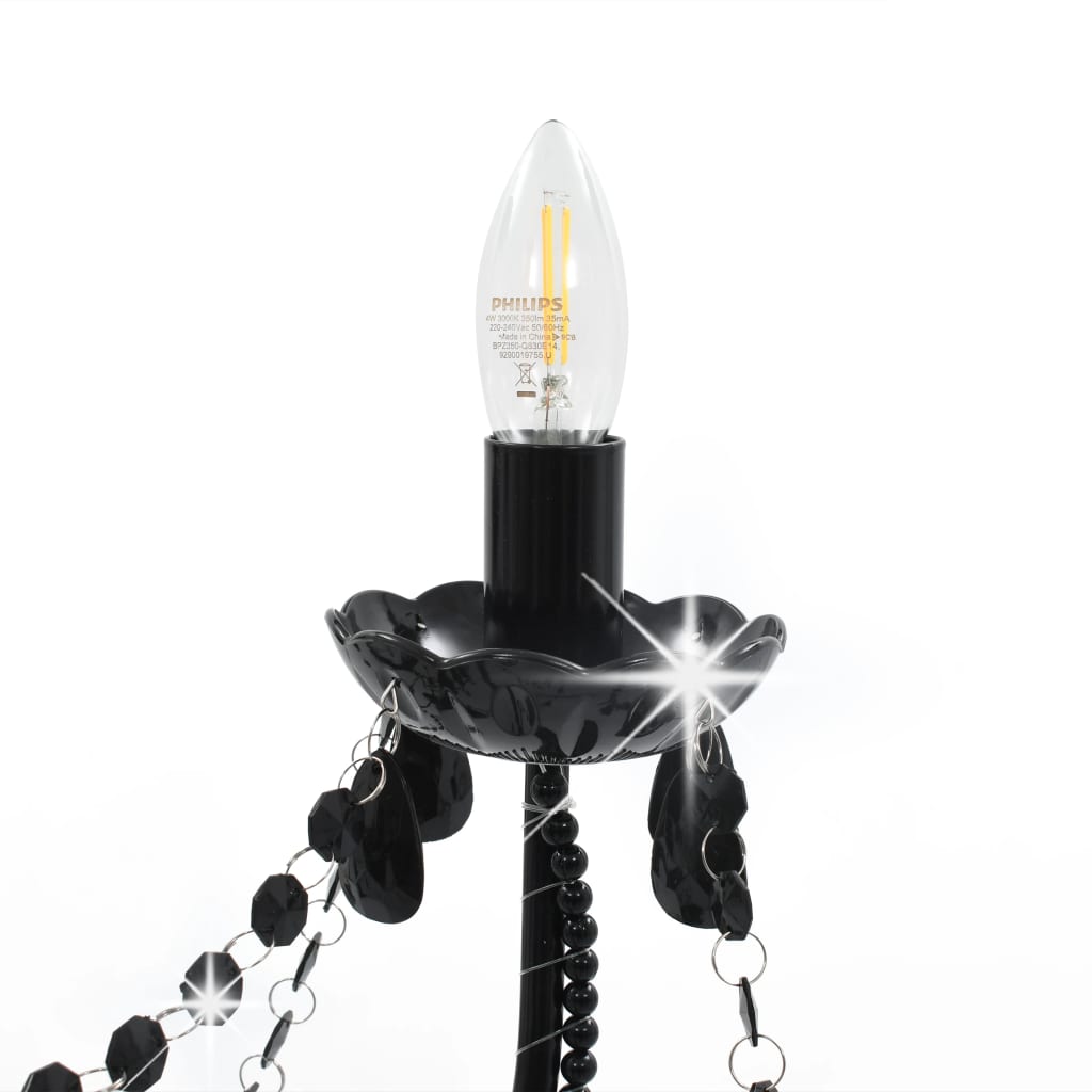 Spider lamp with black accounts with 8 bulbs E14