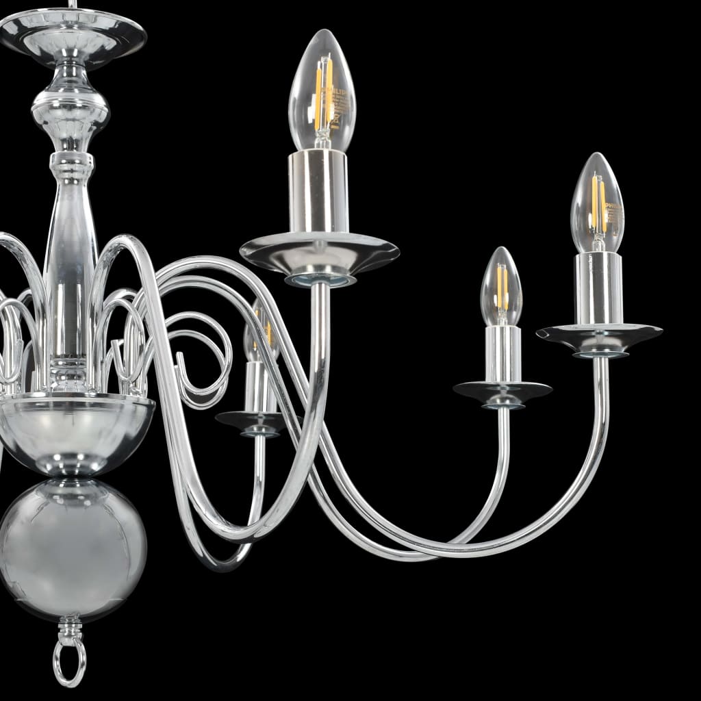 Lampe d'araignée en argent 8 bulbes E14